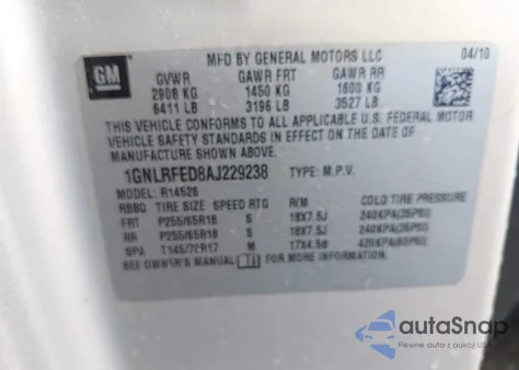 2010 Chevrolet Traverse Lt from USA, damaged, VIN 1GNLRFED8AJ229238
